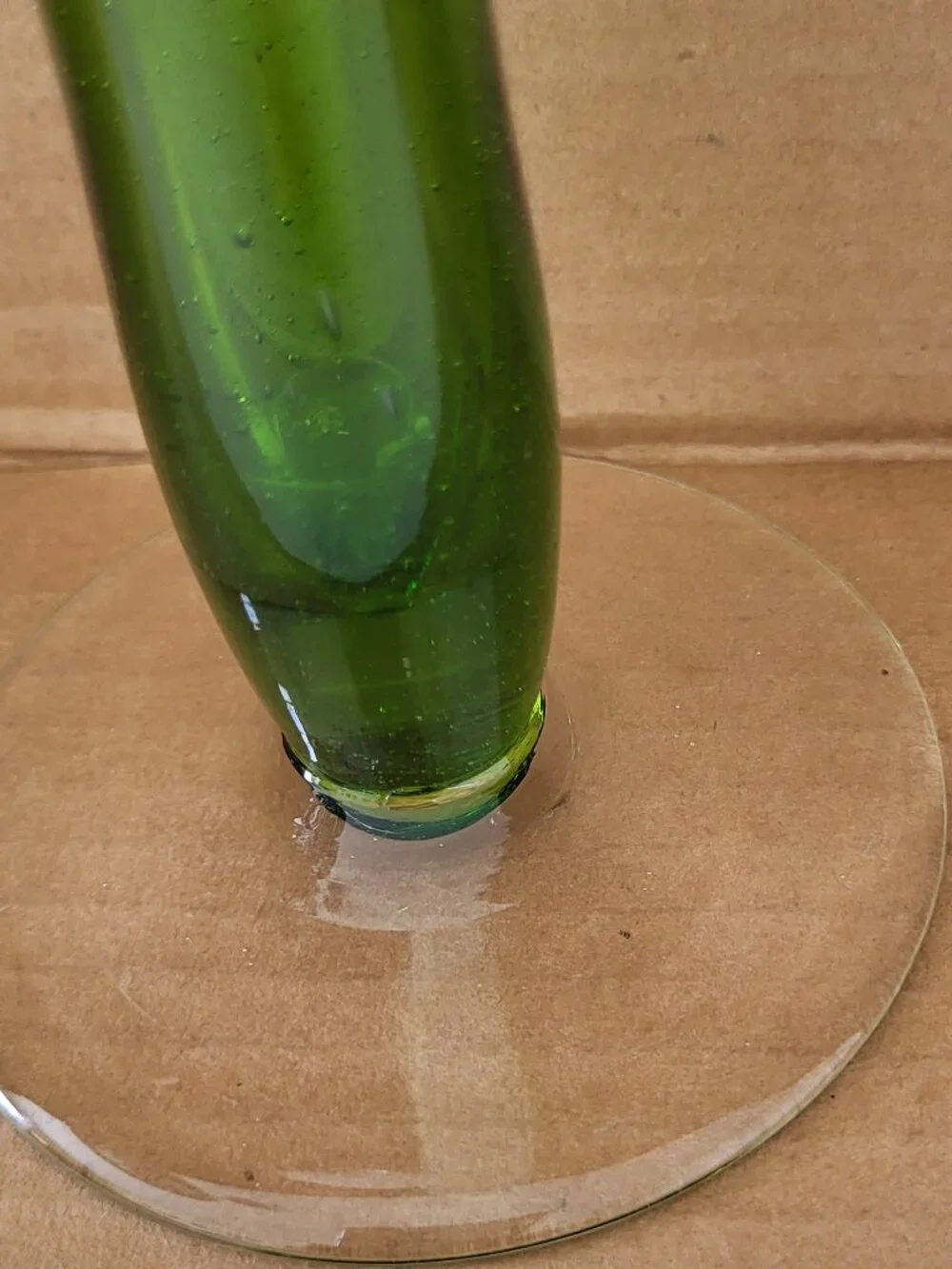 Vintage MCM Italian Empoli Trumpet Vase Seeded Optic Controlled Bubble 11